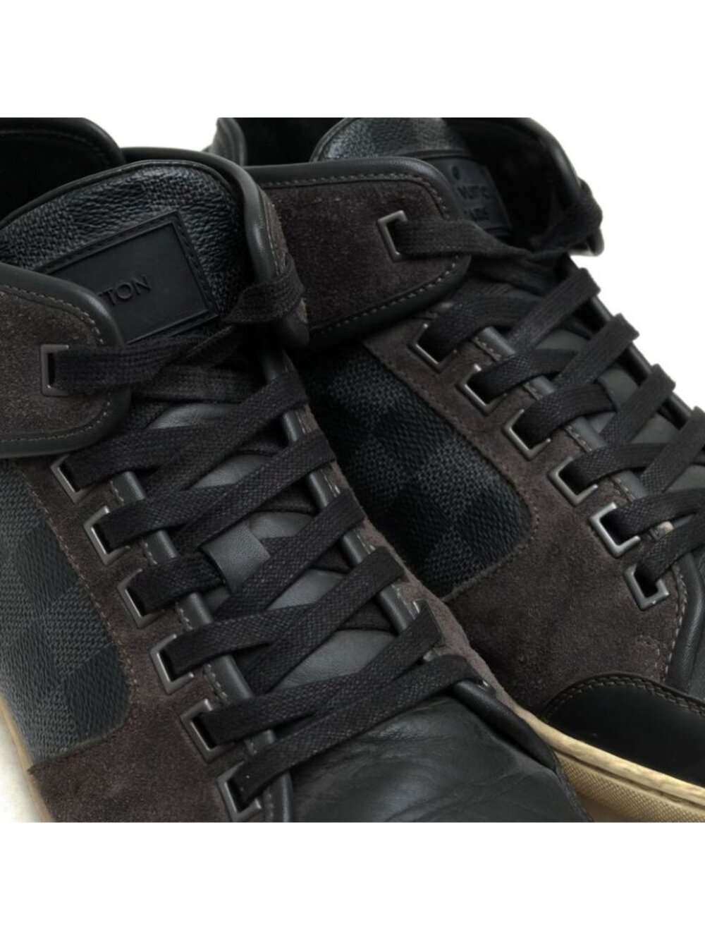 Louis Vuitton Shoes Sneakers High Cut Men Leather Gray Damier Graphite - Picture 6 of 9
